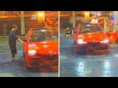 Woman jumps to action after stranger hops into sportscar at gas station