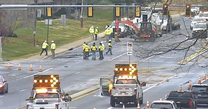 Water main break in Milltown