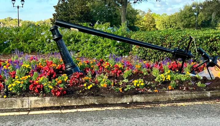 Villager loses license after crashing into light pole in roundabout