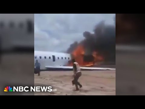 Dramatic video shows crash landing of a plane in Congo