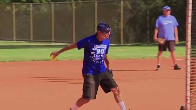Navy veteran celebrates 90th birthday as the winning pitcher in his local softball league