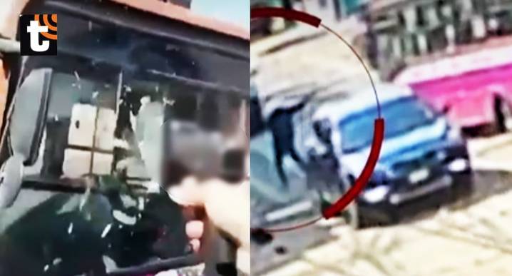 ¡Nuevos videos del cobarde ataque! Sicario dispara 11 veces contra chofer de bus San Germán en SMP y lanza brutal amenaza