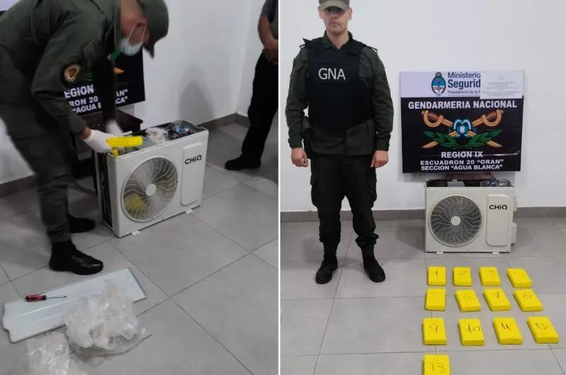 Gendarmería decomisa más de 12 kilos de cocaína escondida dentro de un aire acondicionado