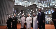 Pope Leo removes shoes but does not appear to pray in first mosque visit