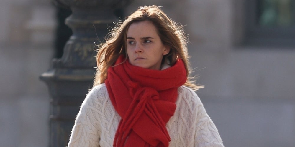 Emma Watson Looks Chic in Bright Red Scarf While Enjoying a Parisian Stroll | Emma Watson 
