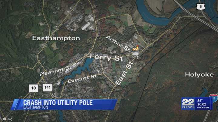 Ferry Street closed in Easthampton due to crash