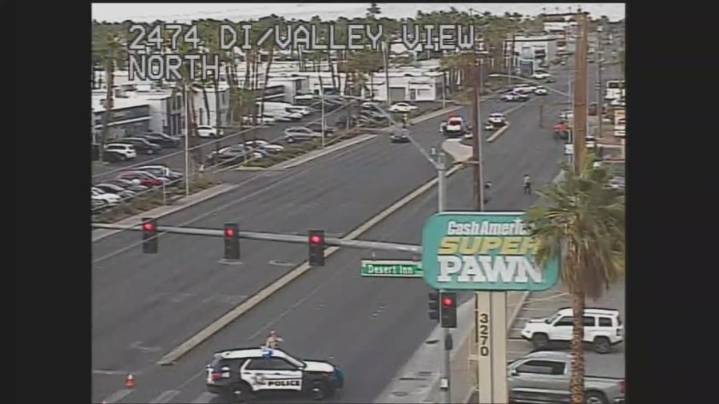 Pedestrian hospitalized in multi-vehicle crash in central Las Vegas valley