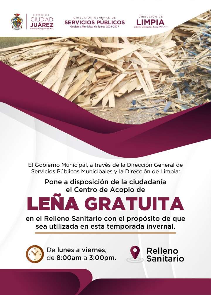 Ofrece Dirección de Limpia leña gratuita a juarenses