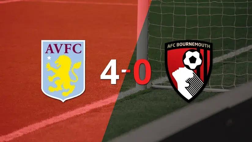 Premier League: Tranquila victoria de Aston Villa por 4 a 0 frente a Bournemouth