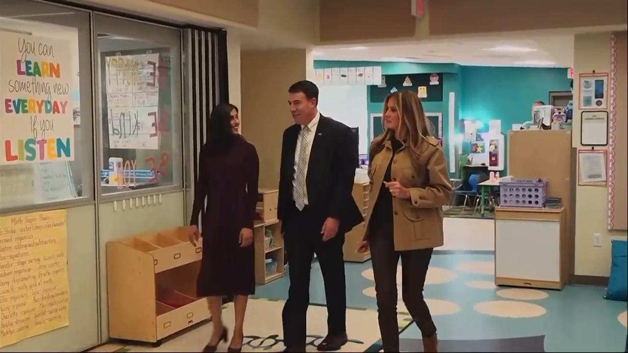 Melania Trump and Usha Vance make early holiday visit with North Carolina military families