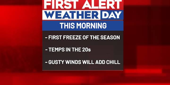 FIRST ALERT WEATHER DAY continues for a hard freeze this morning