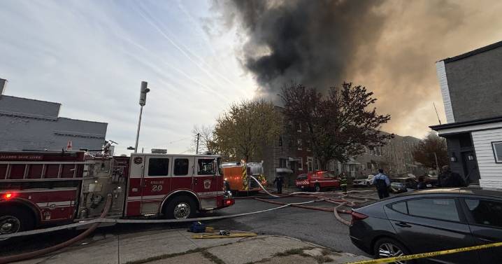 Crews battle 4-alarm warehouse fire in North Baltimore