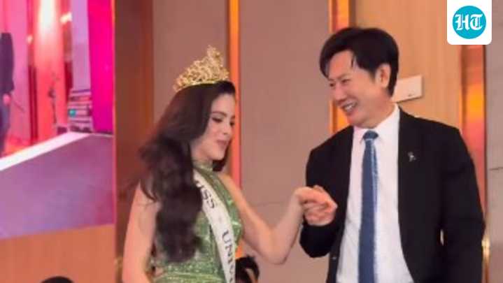 Miss Universe 2025 Fátima Bosch reconciles with Nawat Itsaragrisil on stage