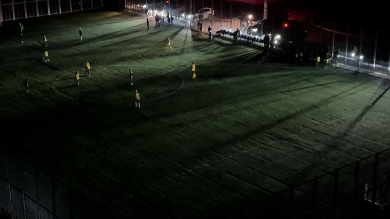 Kids play soccer in Ukraine despite power cut