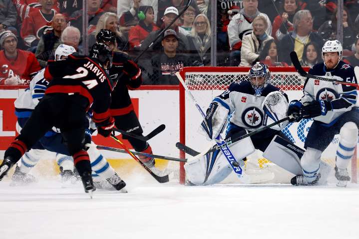 Jarvis scores a hat trick as Hurricanes pull away in third period to beat Jets 5