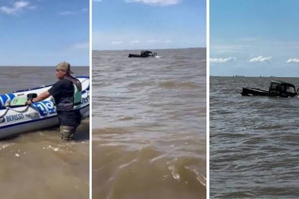 Quisieron cruzar el Río de la Plata en camioneta, quedaron varados y tuvieron que salir nadando