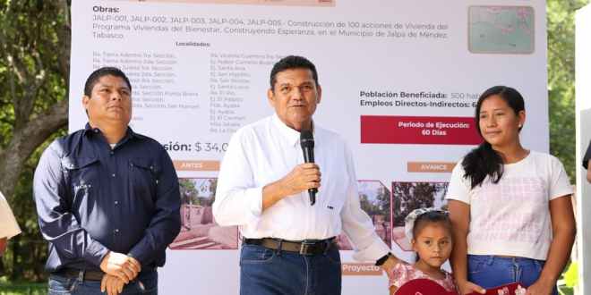 Cumple Gobierno del Pueblo con meta 2025 de Vivienda en Jalpa de Méndez