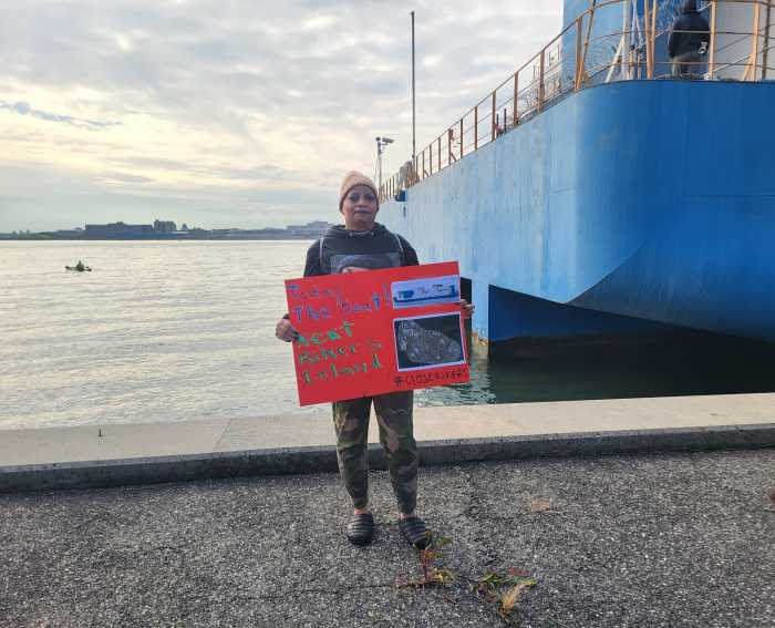 ‘It all ends today’: notorious Rikers jail barge removed from Hunts Point