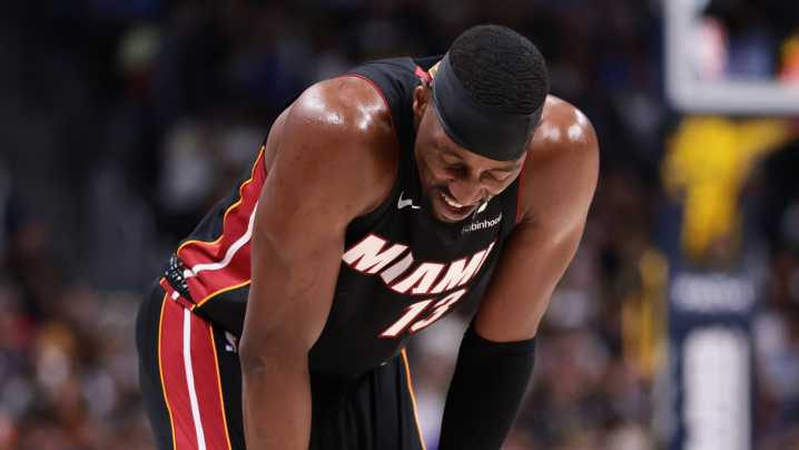 Bam Adebayo exits early with left foot injury as Heat fall to Nuggets