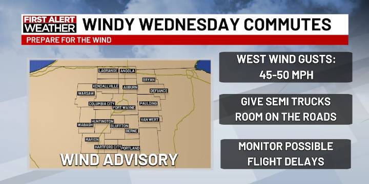 First Alert Forecast: Wind gusts 45-50 mph today... snow chances ahead