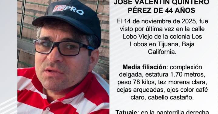 Se busca a José Valentín Quintero Pérez de 44 años