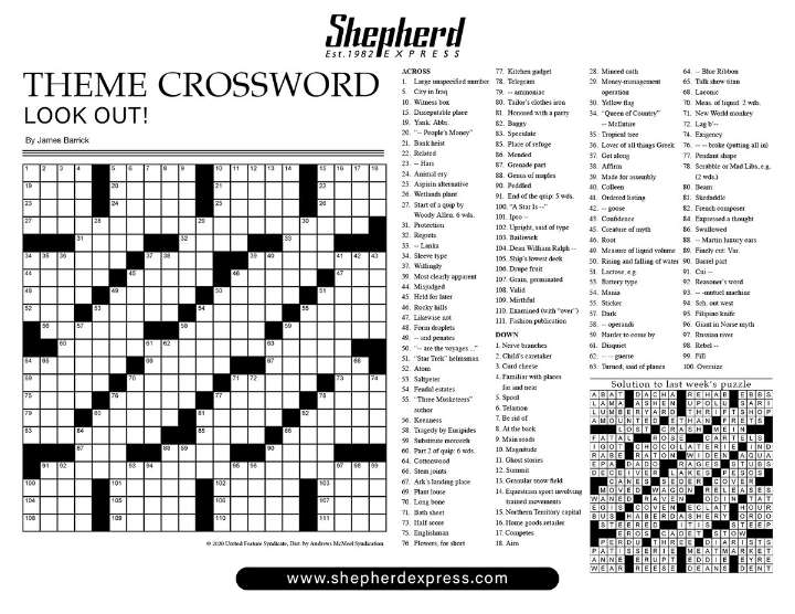 Shepherd Express Crossword: June 26, 2025