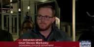 Jacksonville police chief emotional speaking about capture of officer