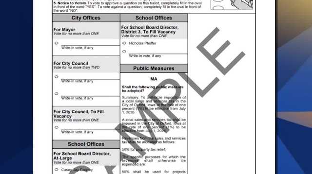 Oxford, Iowa elections contain no official candidates