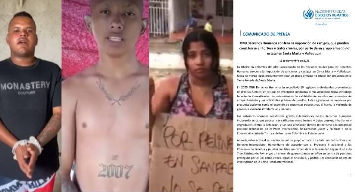 ONU condenó ‘castigos’ y limpieza social de las Acsn en Santa Marta Según explicó la organización, este año han recopilado 19 registros audiovisuales que evidencias acciones de violencia física, traba