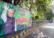 ‘Tiger abhi zinda hai’: Poster outside Nitish residence as NDA surges ahead in Bihar polls