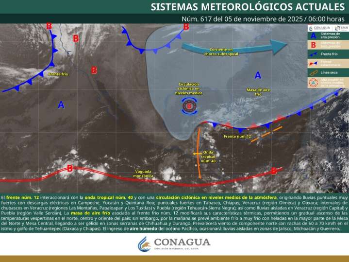 Pronóstico del clima en Quintana Roo para hoy miércoles 5 de noviembre 2025