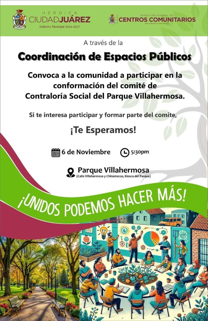 Convoca Centros Comunitarios a vecinos para integrar comité del parque Villahermosa