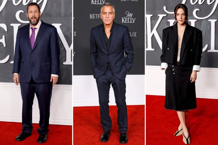 ‘Jay Kelly’ LA premiere red carpet: Adam Sandler, George Clooney, Riley Keough, and more