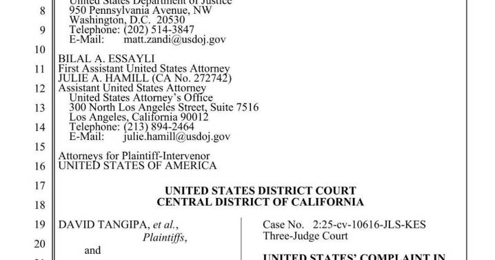 Justice Department accuses California of racial gerrymandering in redistricting plan