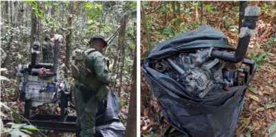 La Fuerza Armada de Venezuela destruye materiales de minería ilegal en el sur del país