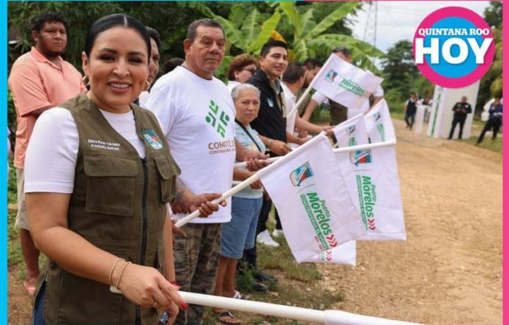 Blanca Merari da banderazo para la pavimentación en Leona Vicario