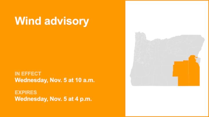 Wind advisory active for Harney and Malheur counties until early Wednesday evening