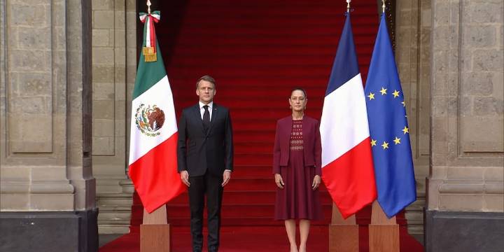 Emmanuel Macron llega a Palacio Nacional para reunión bilateral con Sheinbaum: estos son los temas que abordarán