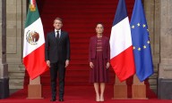 Claudia Sheinbaum recibe a Emmanuel Macron en Palacio Nacional