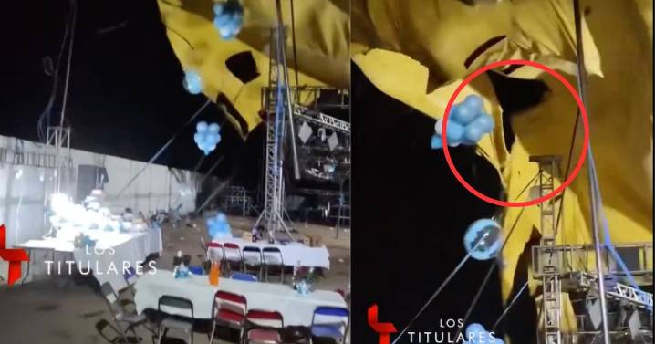 ¡Clima de terror! Colapsa escenario por vientos fuertes en fiesta de Tlaxcala