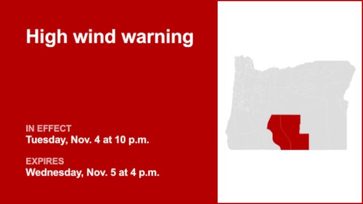 High wind warning issued by the NWS for Tuesday and Wednesday