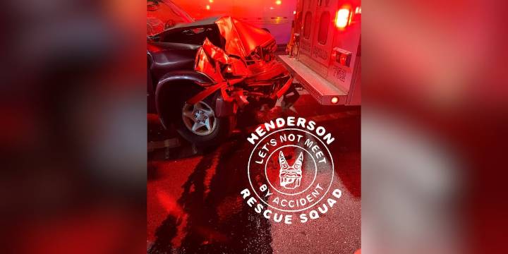 Car hits Rescue Squad vehicle responding to accident, emergency crew member injured