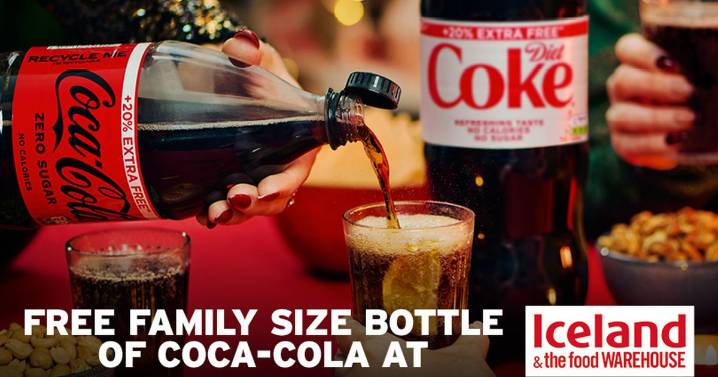 FREE family size bottle of Diet Coke or Coke Zero at Iceland and The Food Warehouse