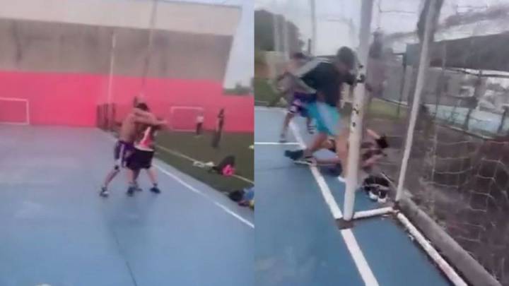 Brutal pelea en una cancha de Fútbol 5 en Merlo: "Si te metés, te pego un corchazo"