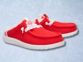 These cozy Detroit Red Wings Hey Dude slip-on shoes are perfect for Michigan winters