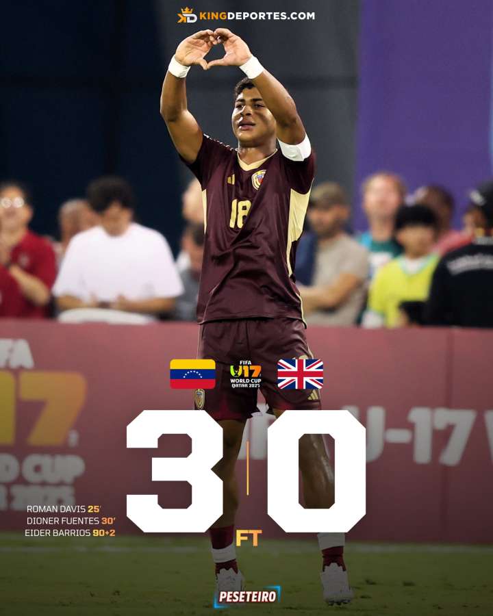 Histórico debut: Venezuela golea 3-0 a Inglaterra en el Mundial Sub