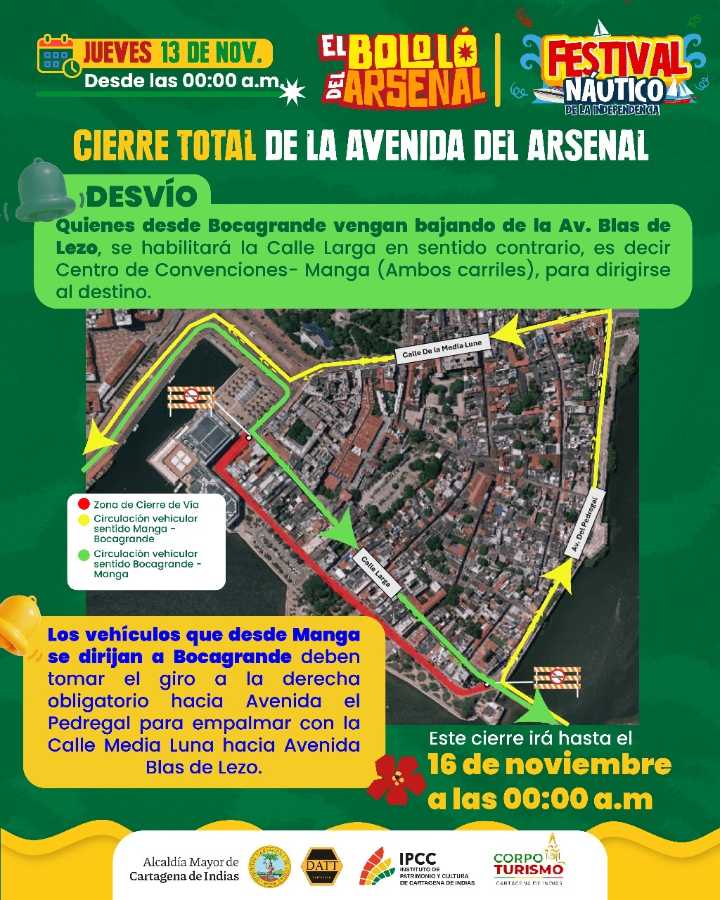 Así será el Plan de Manejo de Tránsito para el Festival Náutico y el Bololó del Arsenal