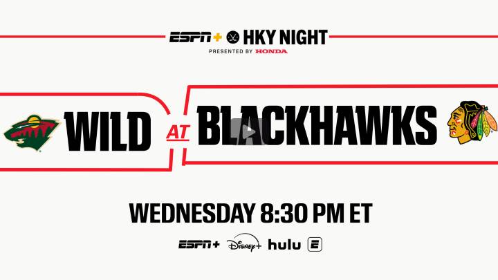 Minnesota Wild face off against the Chicago Blackhawks Wednesday exclusively on ESPN+, Disney+ and Hulu