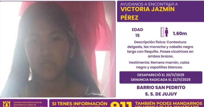 Buscan a Victoria Jazmín Perez