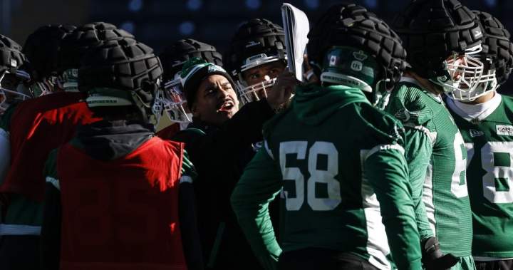 Former Winnipeg Blue Bombers star Andrew Harris back in Winnipeg as a Roughriders coach